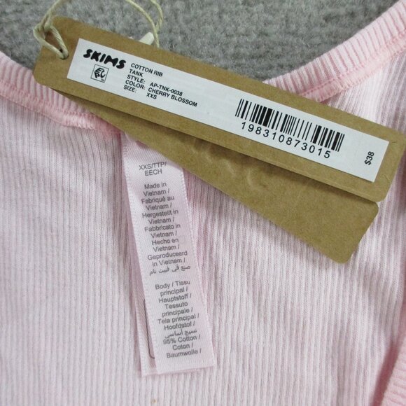 SKIMS Cotton Rib Tank Womens XXS 2XS Cherry Blossom Pink Sleeveless Top NWT - Picture 6 of 7